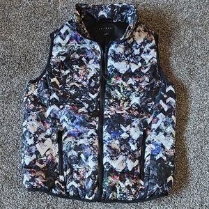 Tribal Black Quilted Vest with Multicolor Abstract Print